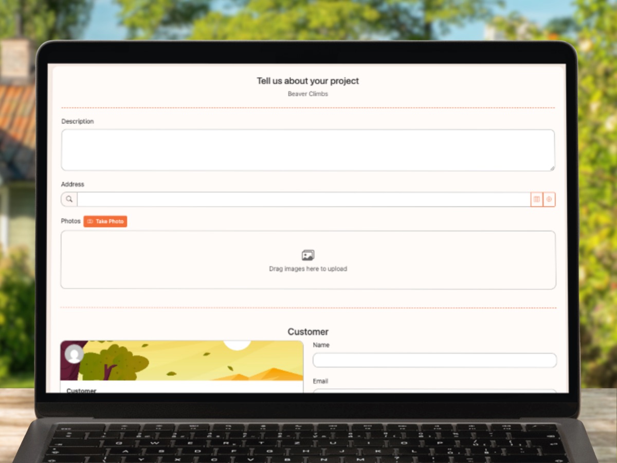 The ArbTask customer form where customers send their job details