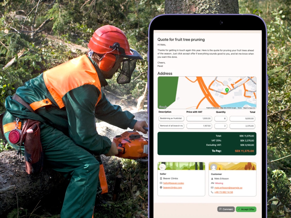 Building a quote for a tree job in ArbTask